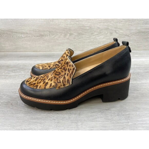 Naturalizer Darry 2 Women's 7M Black Leoperd Print Suede Leather Chunky Loafer - Picture 3 of 12